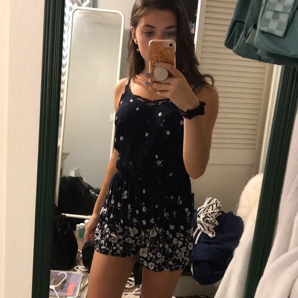 Garage Other - Navy Blue Flower Romper